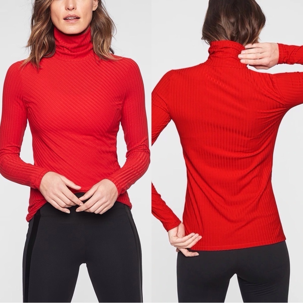 Athleta Red Essence Ribbed Turtleneck - Picture 2 of 14